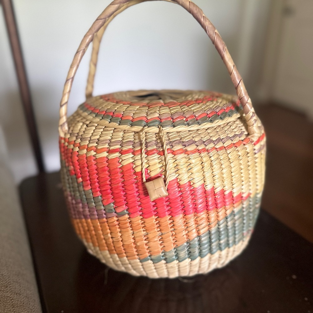 Vintage Colorful Woven Basket Bag